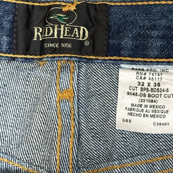 Men's REDHEAD Jeans 32 x 36 Pants Dark Navy Blue Boot Cut Cotton Denim NWT - Picture 10 of 11